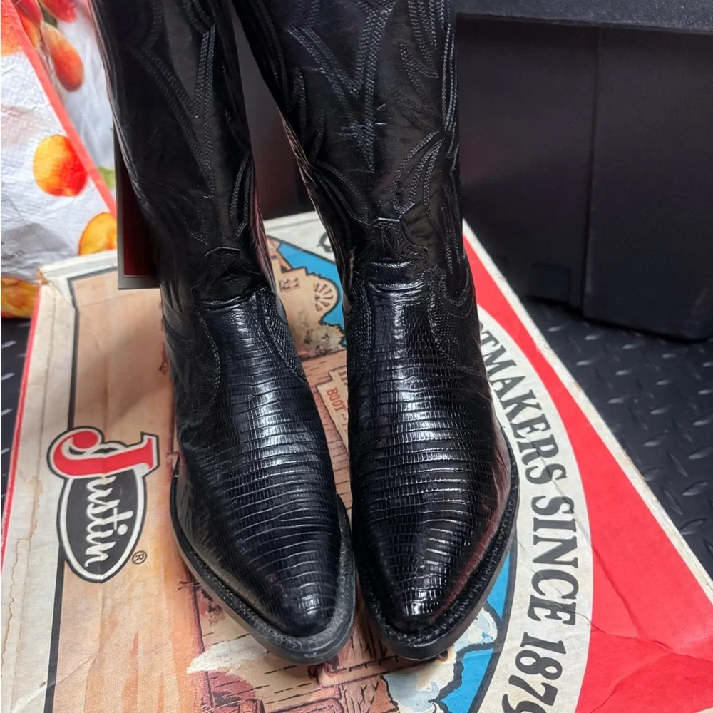Justin’s boots black iguana lizard style #L4705 size 5B - Picture 4 of 9